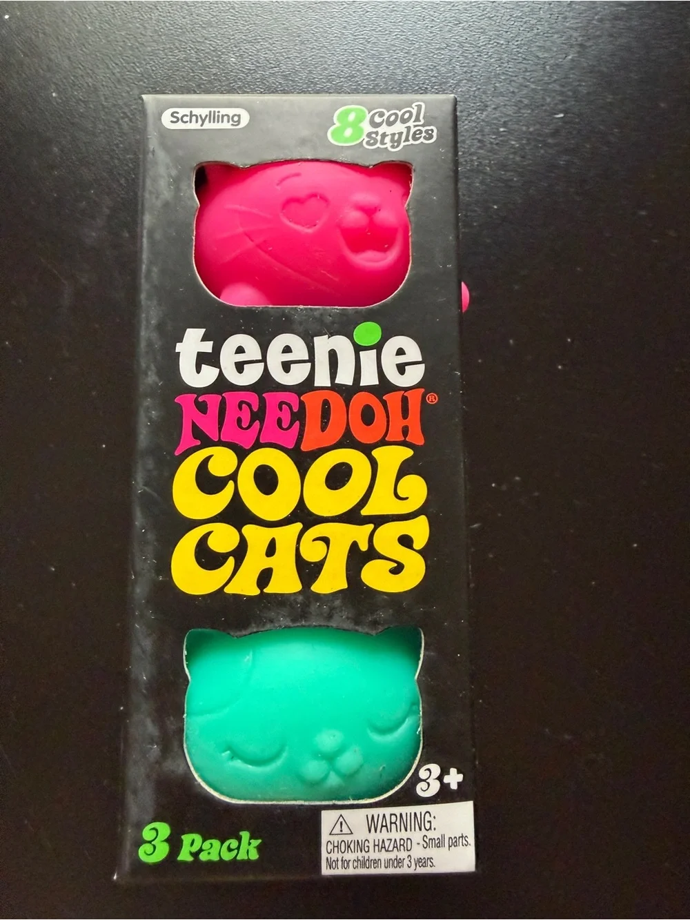 Nee Doh Schylling Teenie Cool Cats 3-pack Pink Teal Purple Squishy Sensory Toys